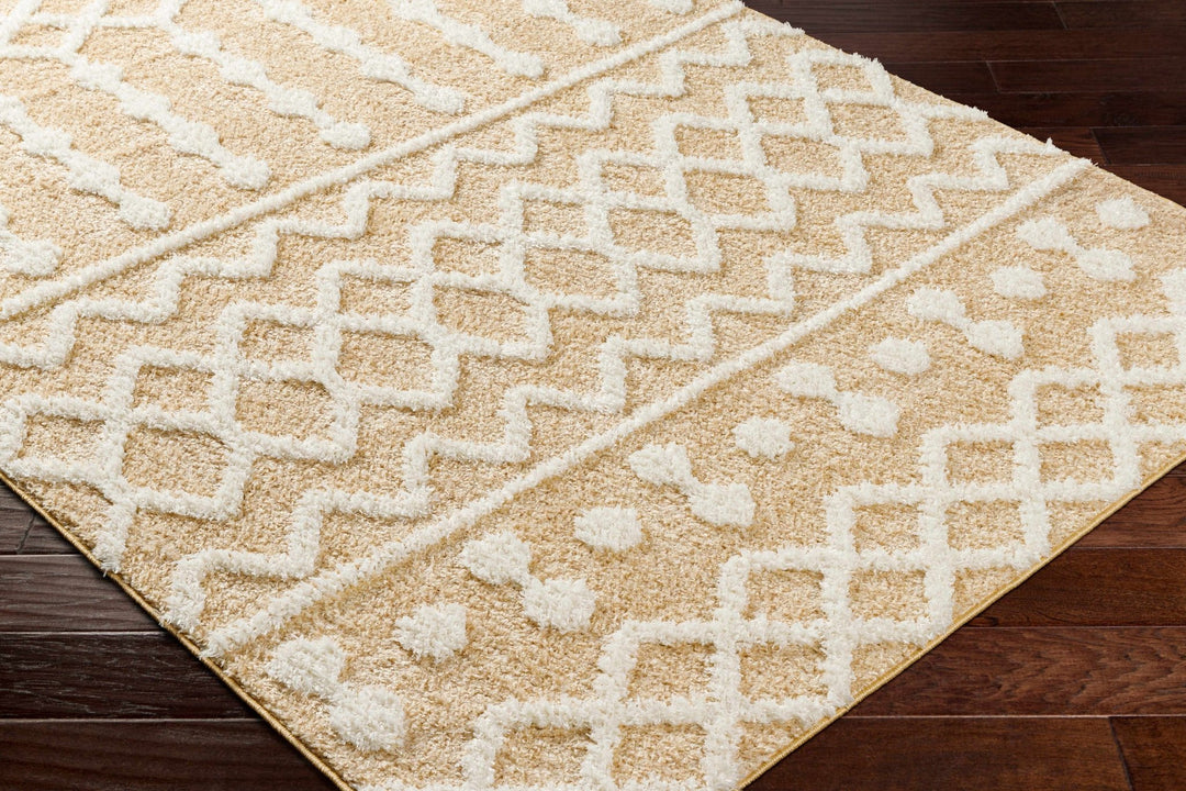 Tribal Trellis Camel and Ivory Plush Pile Machine Woven Area Rug - The Rug Decor
