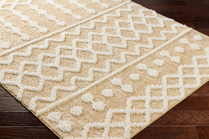 Tribal Trellis Camel and Ivory Plush Pile Machine Woven Area Rug - The Rug Decor