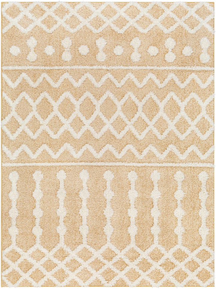 Tribal Trellis Camel and Ivory Plush Pile Machine Woven Area Rug - The Rug Decor