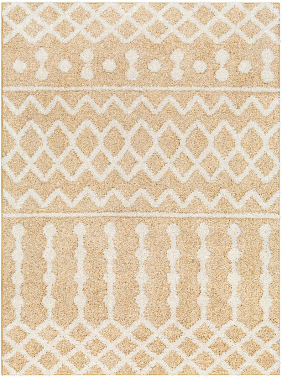 Tribal Trellis Camel and Ivory Plush Pile Machine Woven Area Rug - The Rug Decor