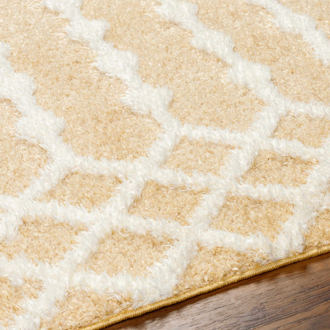 Tribal Trellis Camel and Ivory Plush Pile Machine Woven Area Rug - The Rug Decor