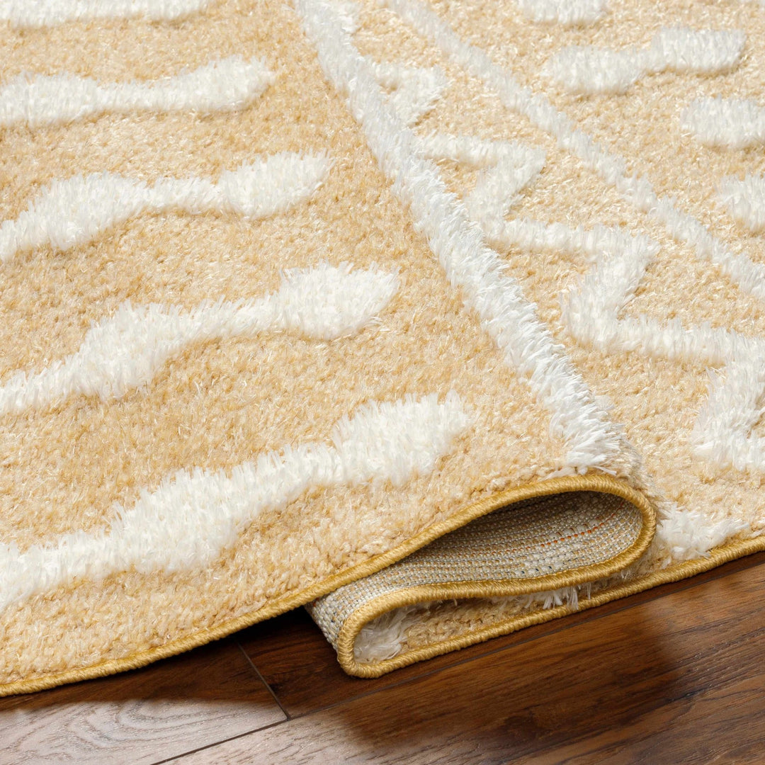 Tribal Trellis Camel and Ivory Plush Pile Machine Woven Area Rug - The Rug Decor