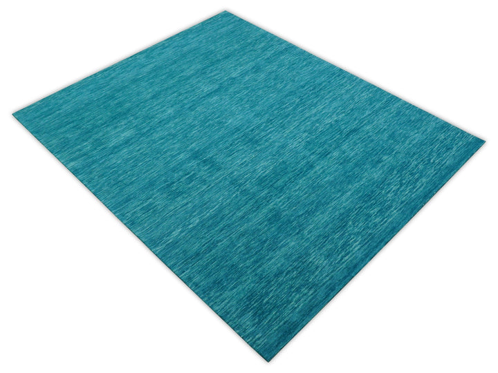Trident Custom Made Solid Modern Blue Hand Tufted Wool Area Rug - The Rug Decor