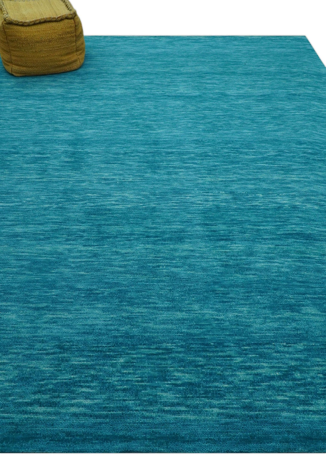 Trident Custom Made Solid Modern Blue Hand Tufted Wool Area Rug - The Rug Decor