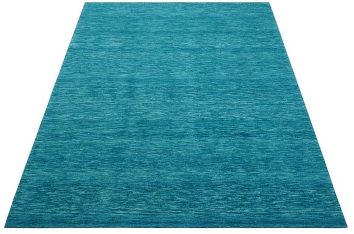 Trident Custom Made Solid Modern Blue Hand Tufted Wool Area Rug - The Rug Decor