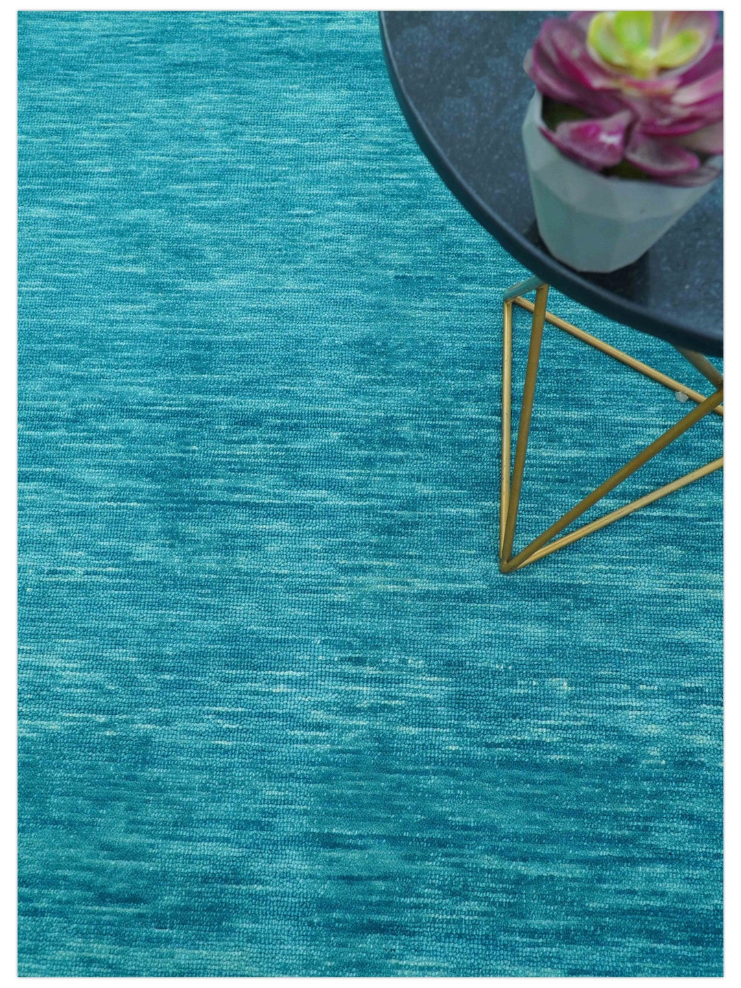 Trident Custom Made Solid Modern Blue Hand Tufted Wool Area Rug - The Rug Decor