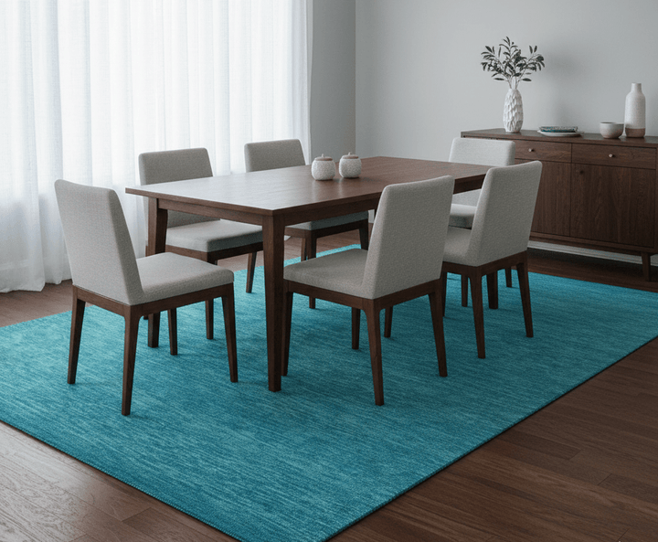 Trident Custom Made Solid Modern Blue Hand Tufted Wool Area Rug - The Rug Decor