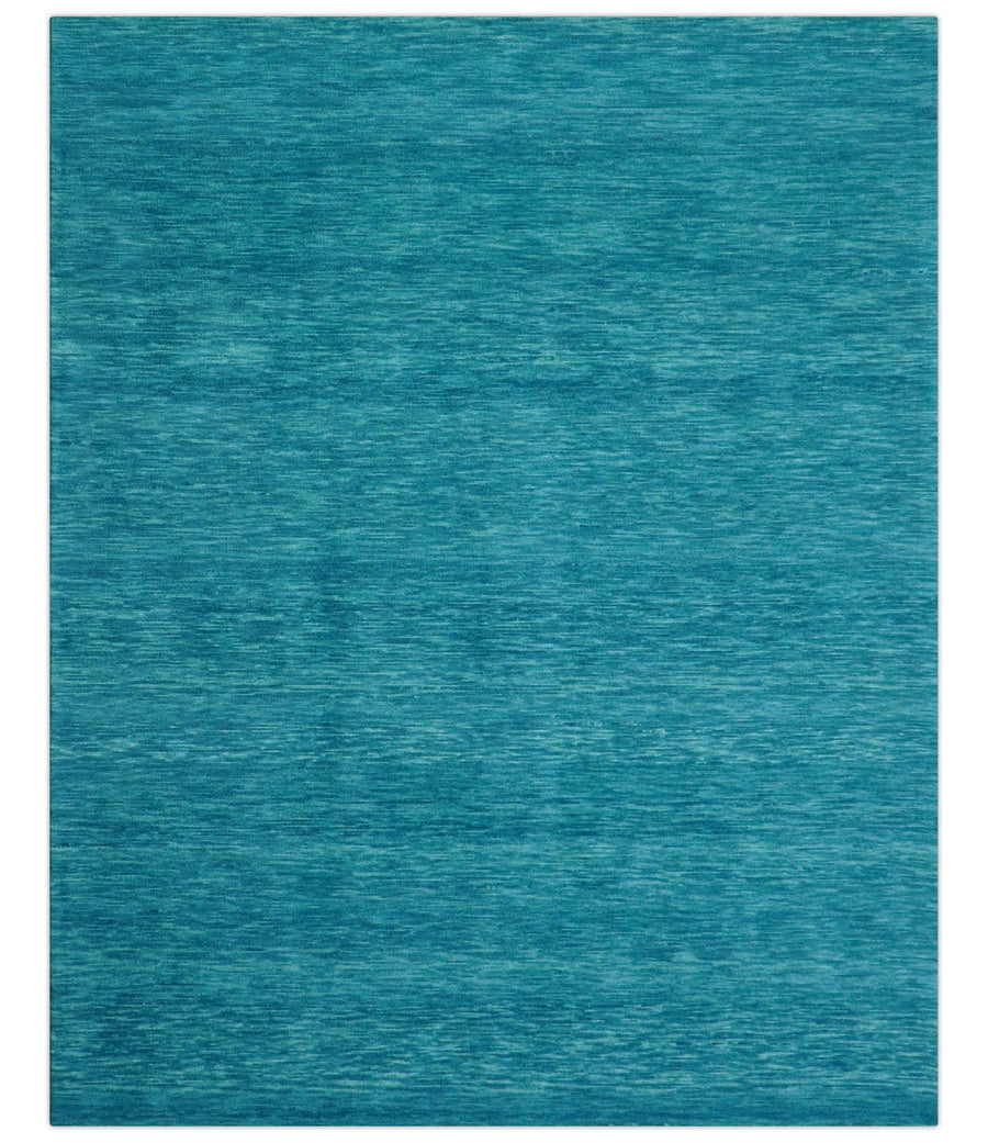 Trident Custom Made Solid Modern Blue Hand Tufted Wool Area Rug - The Rug Decor