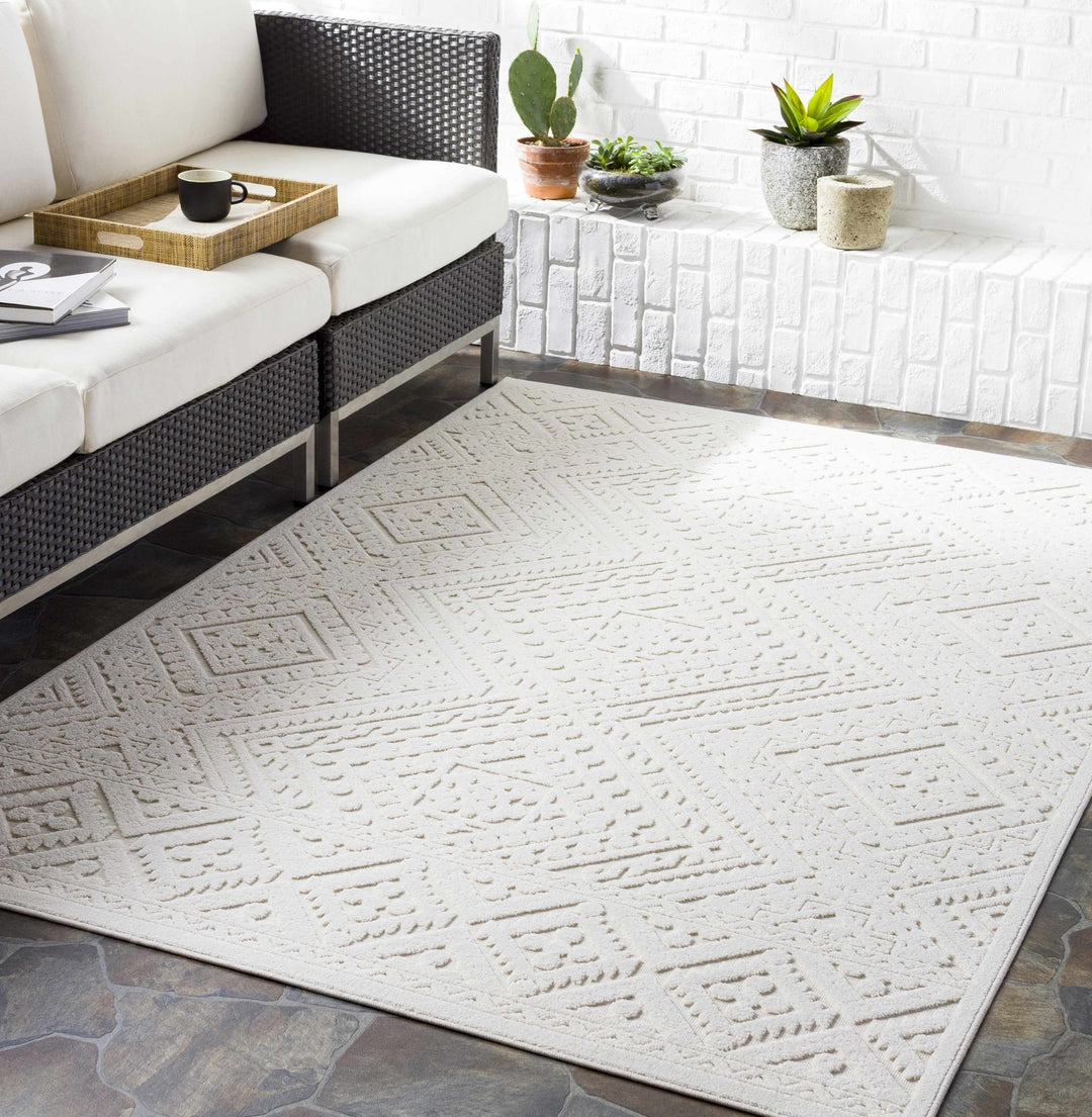 Trigg Contemporary Ivory Self Design Rug - The Rug Decor