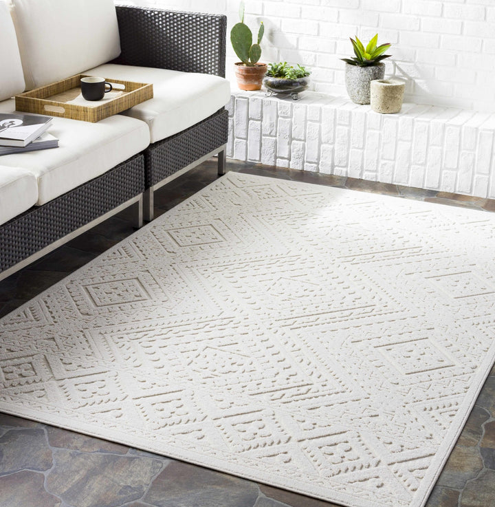 Trigg Contemporary Ivory Self Design Rug - The Rug Decor