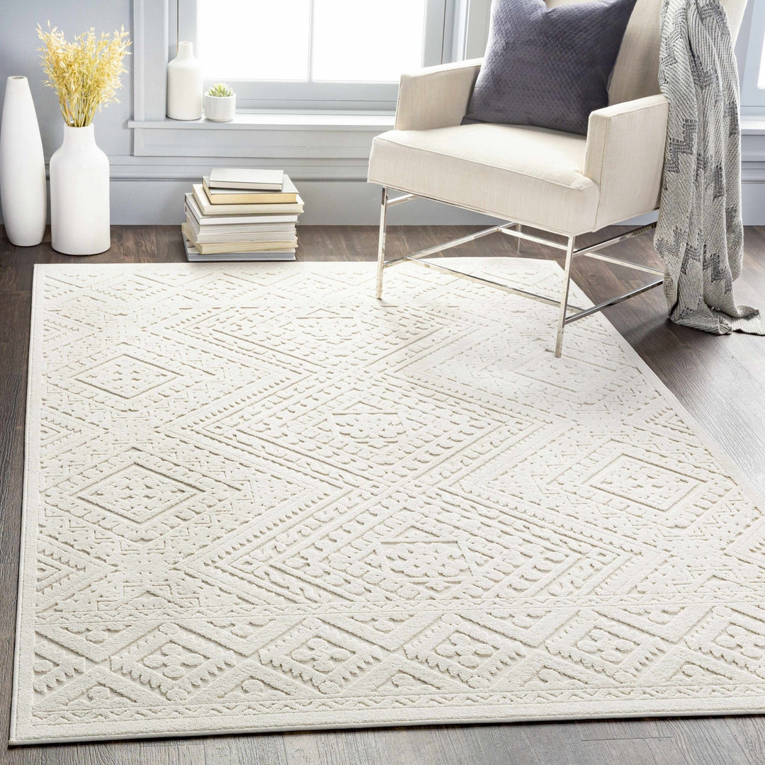 Trigg Contemporary Ivory Self Design Rug - The Rug Decor