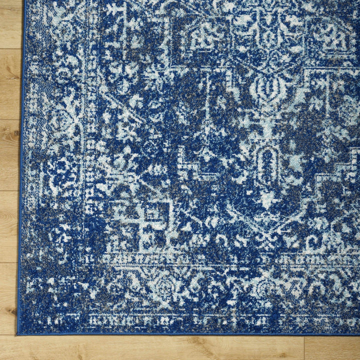 Truchas Traditional Medallion Design Blue And Ivory Area Rug - The Rug Decor