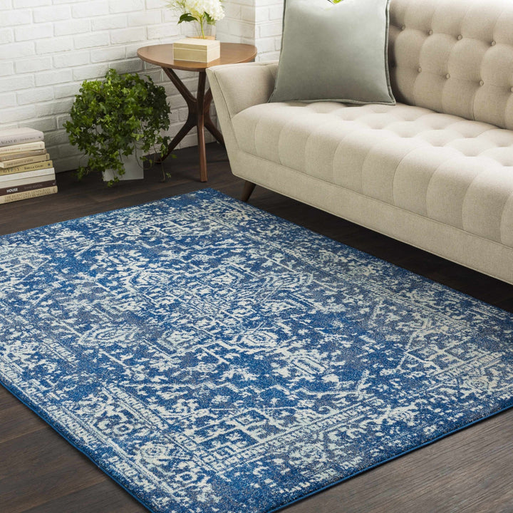 Truchas Traditional Medallion Design Blue And Ivory Area Rug - The Rug Decor