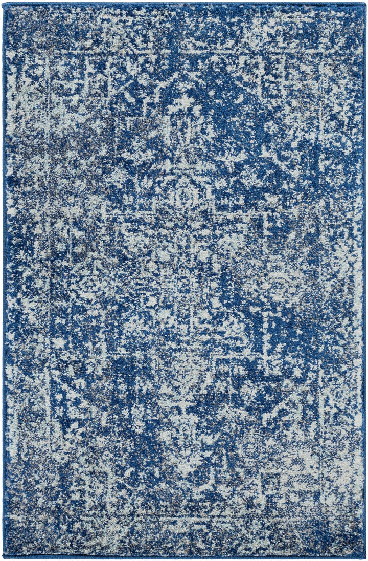 Truchas Traditional Medallion Design Blue And Ivory Area Rug - The Rug Decor