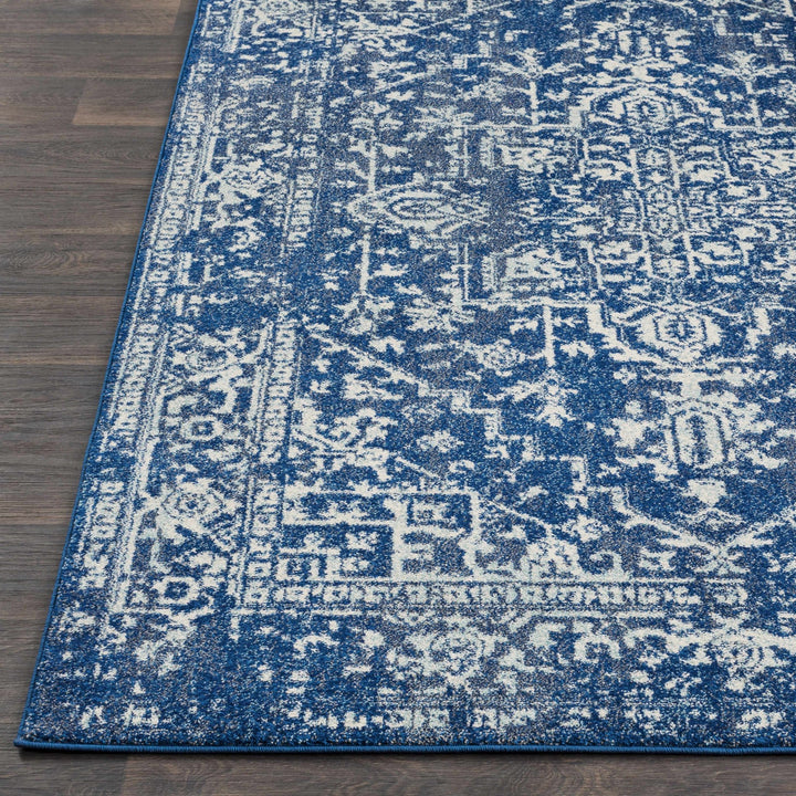Truchas Traditional Medallion Design Blue And Ivory Area Rug - The Rug Decor