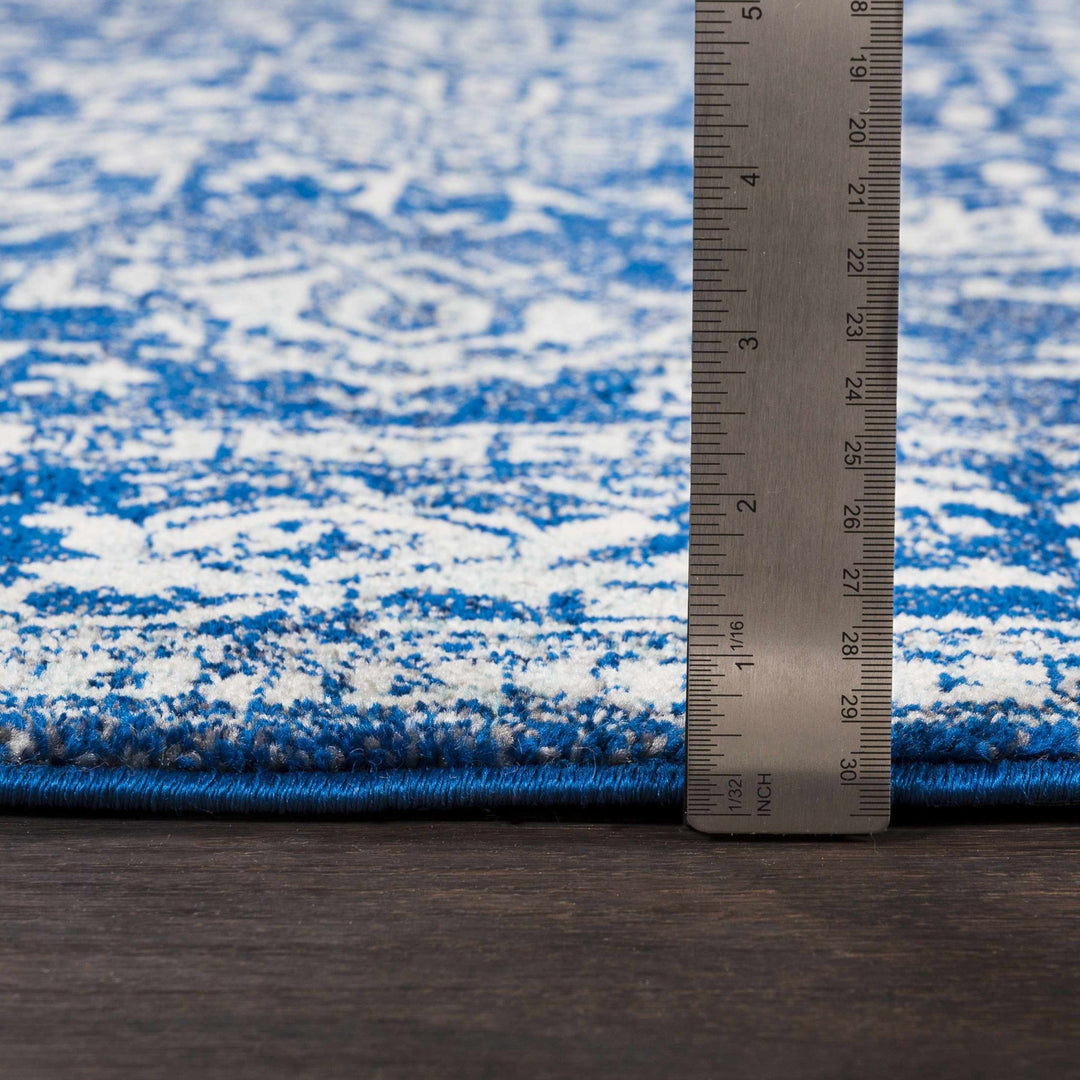 Truchas Traditional Medallion Design Blue And Ivory Area Rug - The Rug Decor