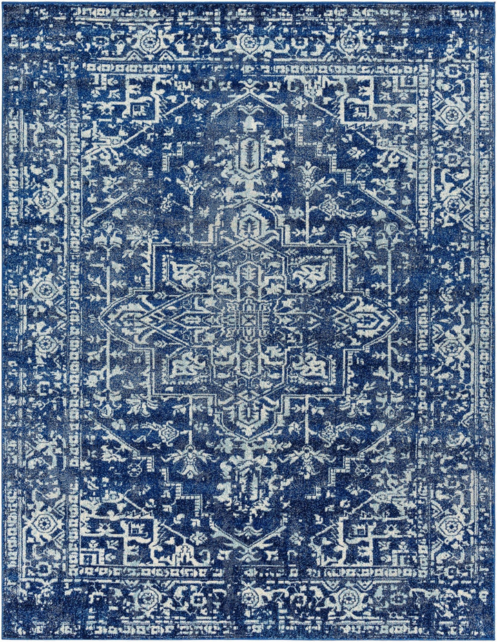 Truchas Traditional Medallion Design Blue And Ivory Area Rug - The Rug Decor