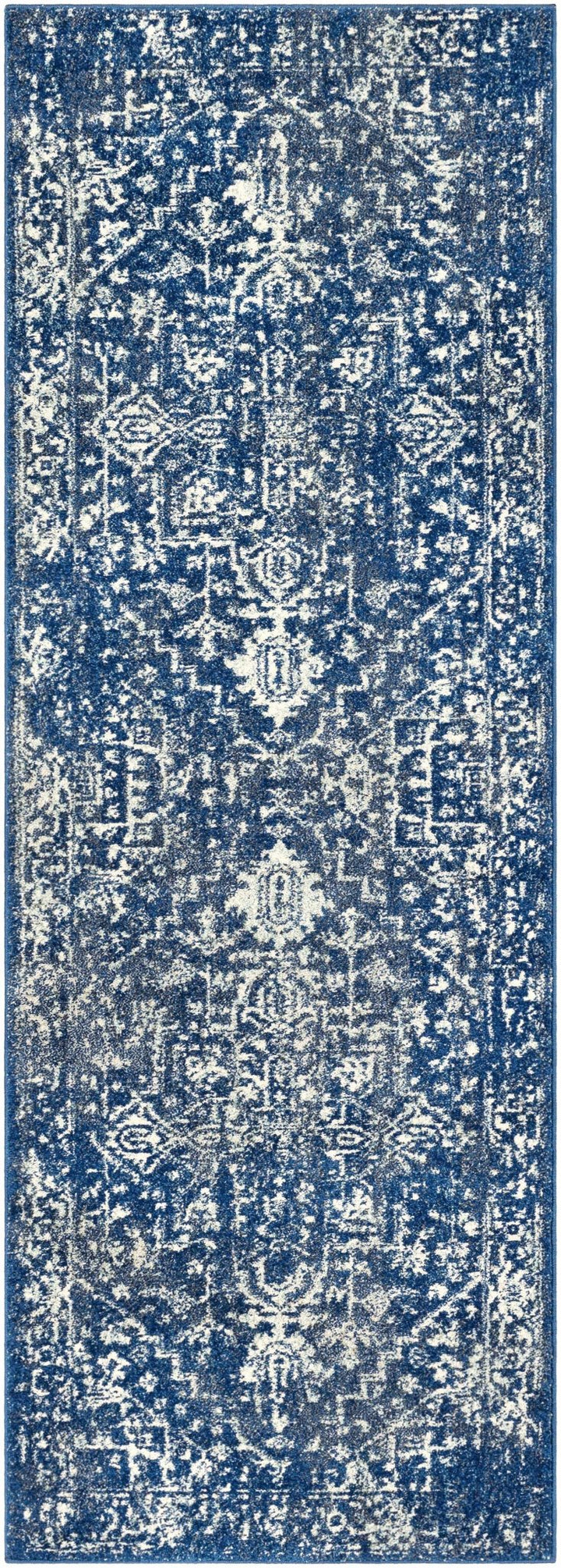 Truchas Traditional Medallion Design Blue And Ivory Area Rug - The Rug Decor