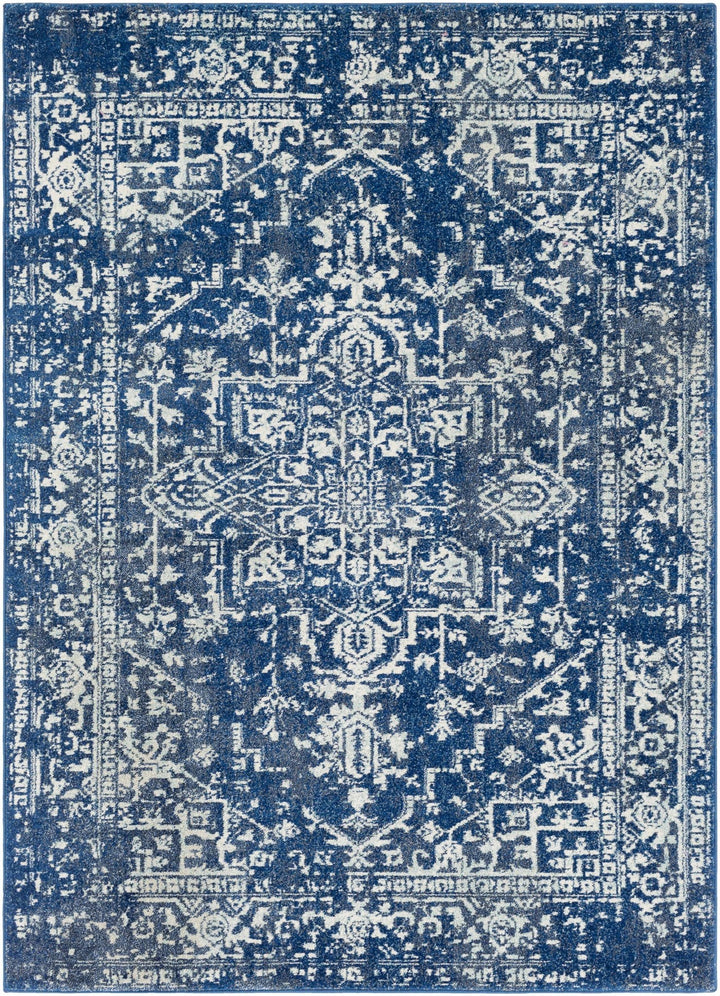 Truchas Traditional Medallion Design Blue And Ivory Area Rug - The Rug Decor