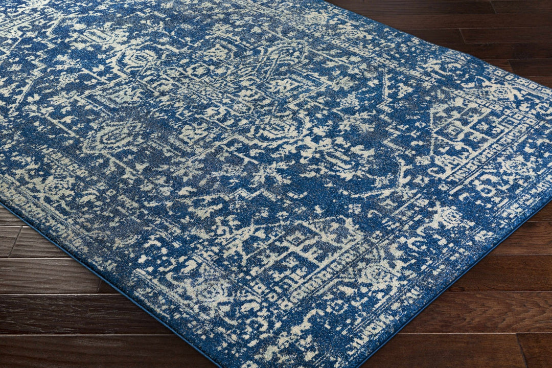 Truchas Traditional Medallion Design Blue And Ivory Area Rug - The Rug Decor