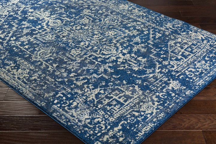 Truchas Traditional Medallion Design Blue And Ivory Area Rug - The Rug Decor