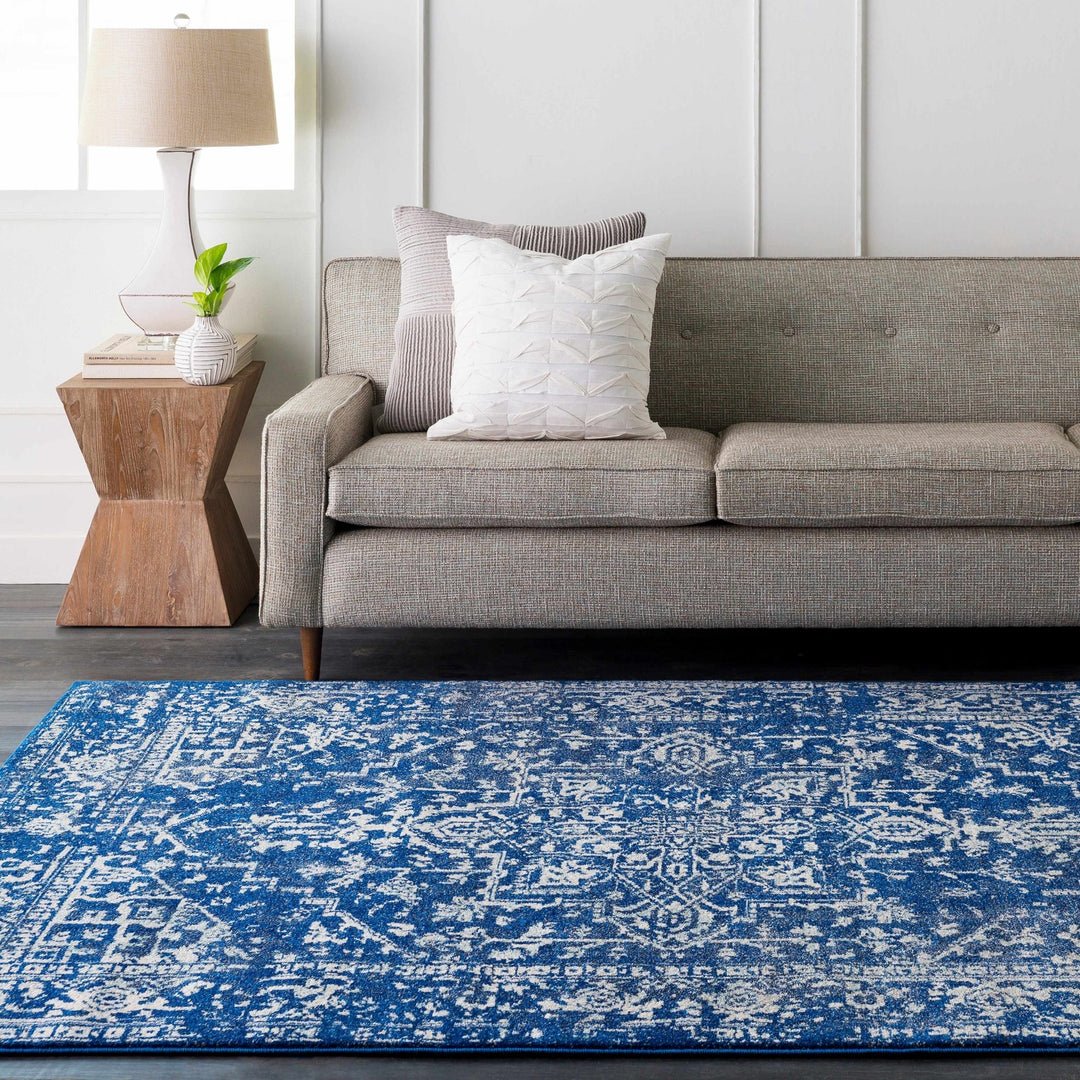 Truchas Traditional Medallion Design Blue And Ivory Area Rug - The Rug Decor