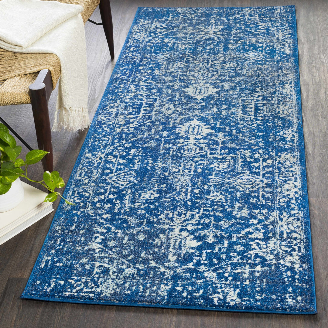 Truchas Traditional Medallion Design Blue And Ivory Area Rug - The Rug Decor
