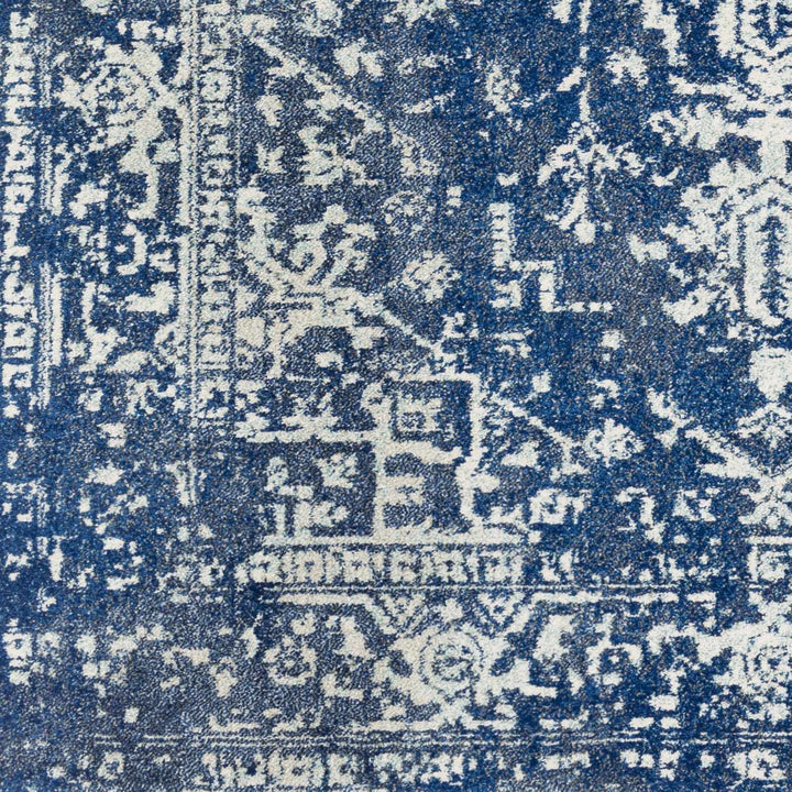 Truchas Traditional Medallion Design Blue And Ivory Area Rug - The Rug Decor