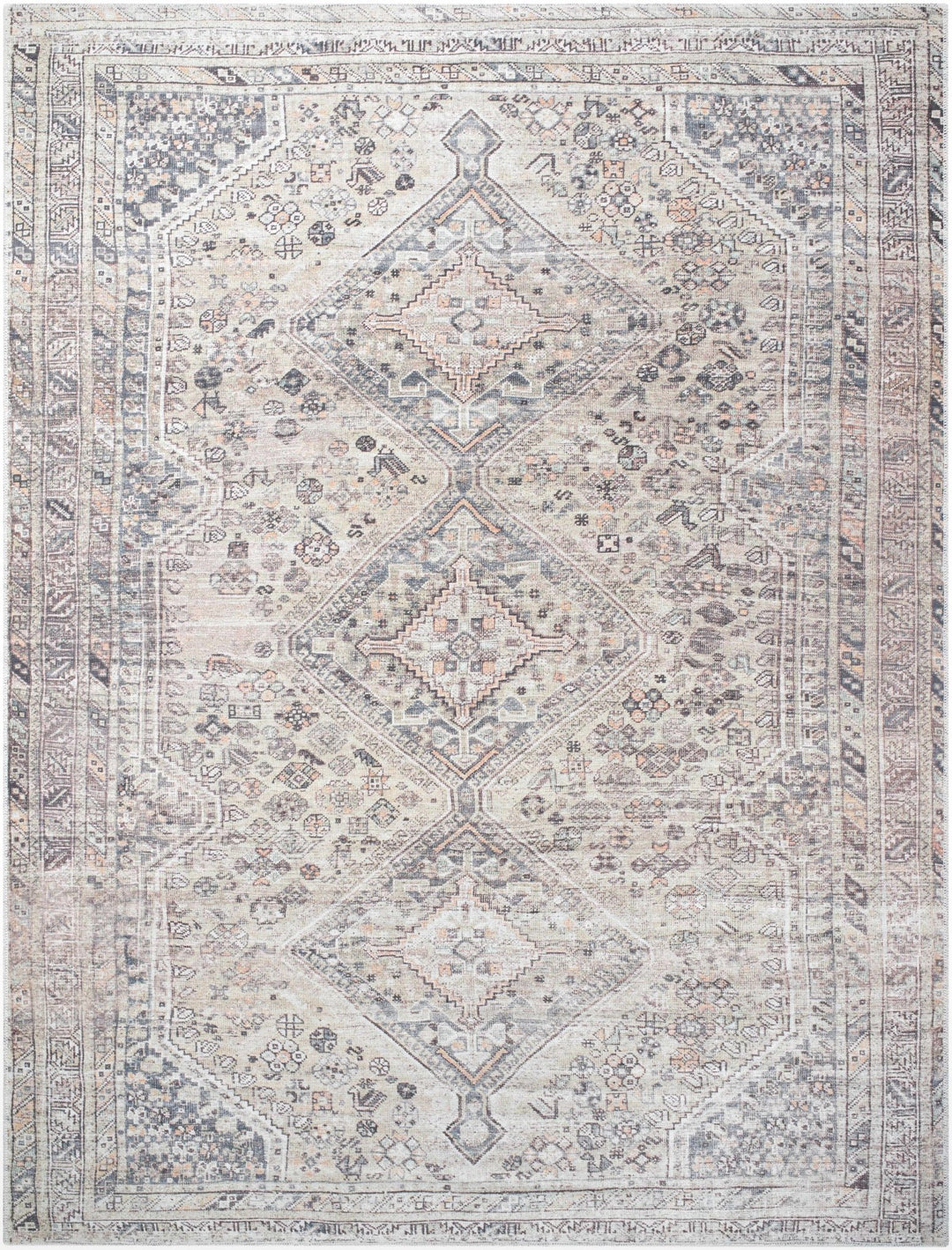 Trula Traditional Style Gray And Beige Washable Area Rug - The Rug Decor