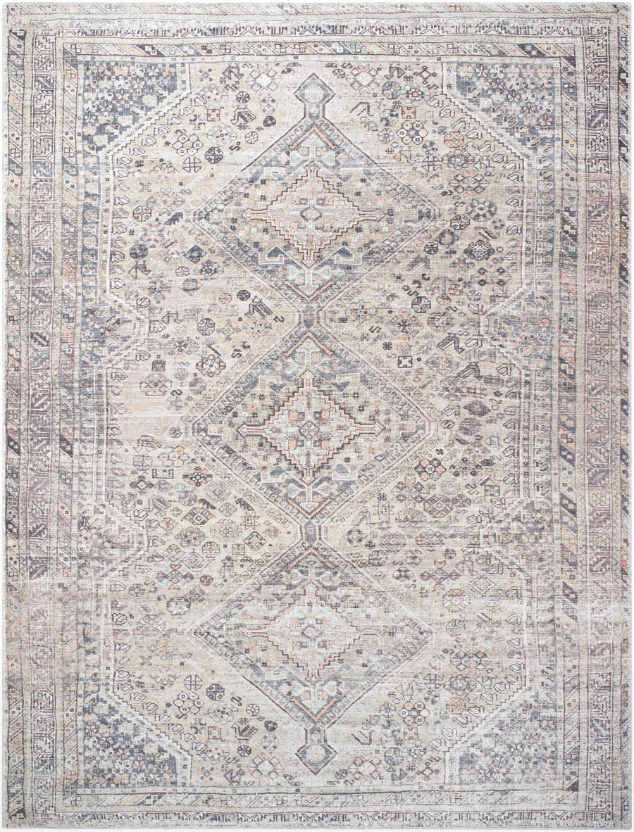 Trula Traditional Style Gray And Beige Washable Area Rug - The Rug Decor