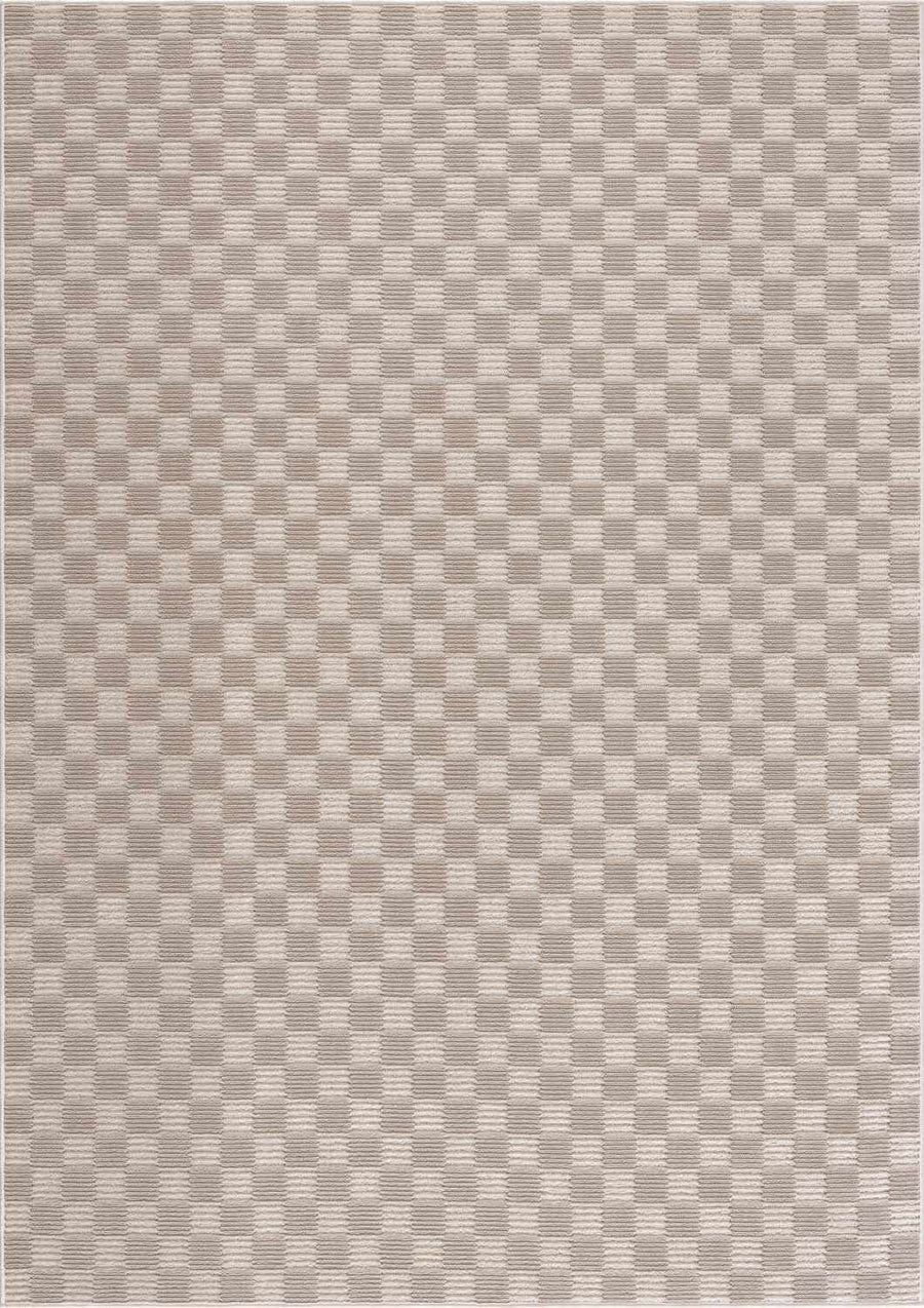 Truls 3D Modern Checkered Pattern Beige Washable Rug - The Rug Decor