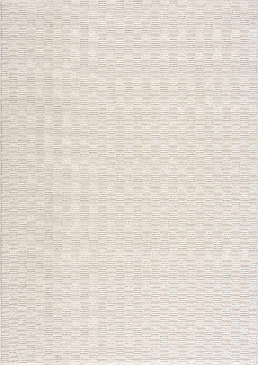 Truls 3D Modern Checkered Pattern Cream Washable Rug - The Rug Decor