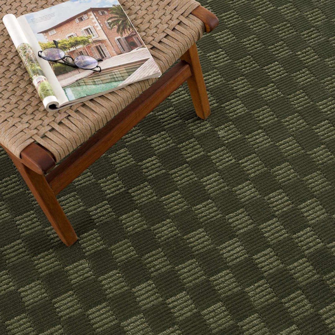 Truls Modern Checkered Pattern Green Washable Rug - The Rug Decor