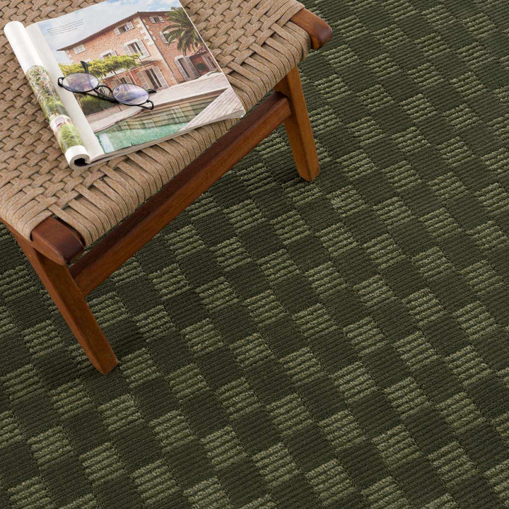 Truls Modern Checkered Pattern Green Washable Rug - The Rug Decor