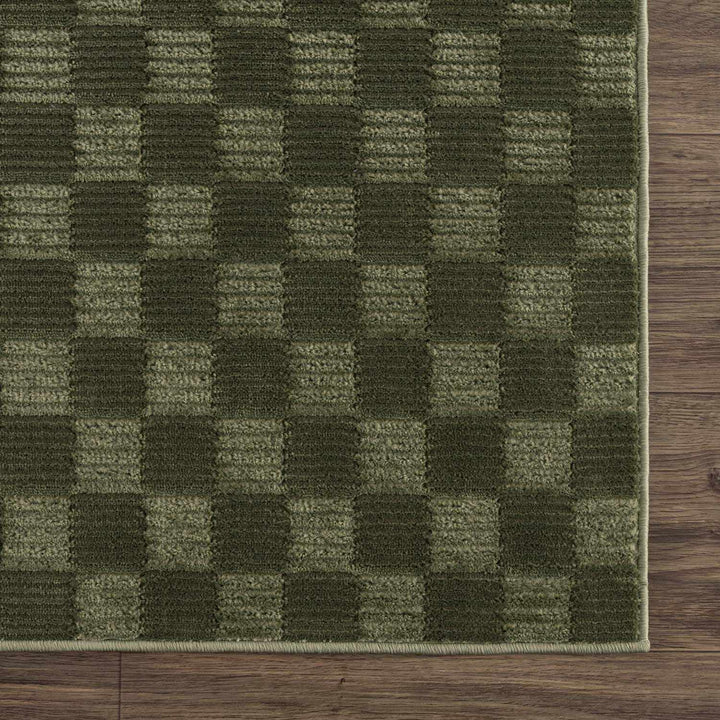 Truls Modern Checkered Pattern Green Washable Rug - The Rug Decor