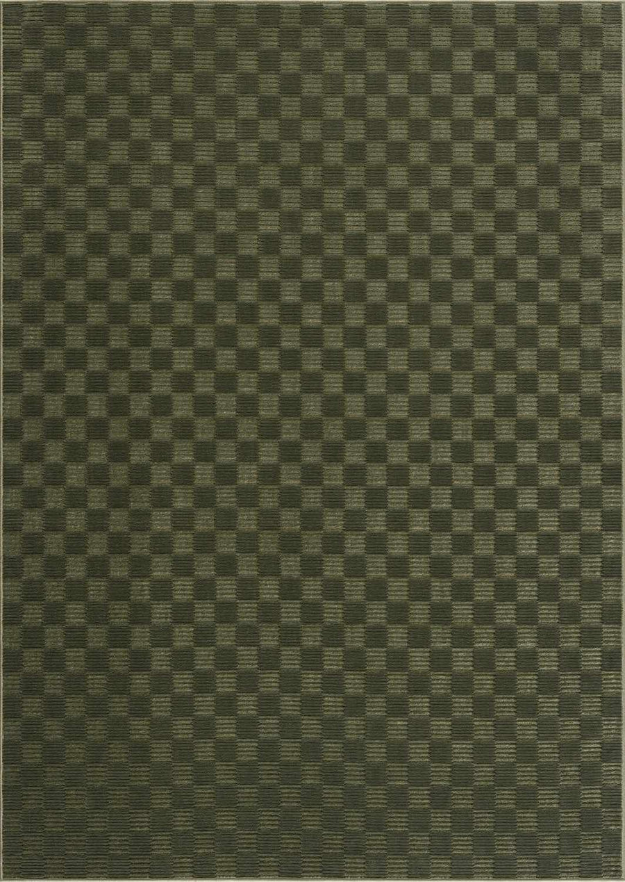 Truls Modern Checkered Pattern Green Washable Rug - The Rug Decor
