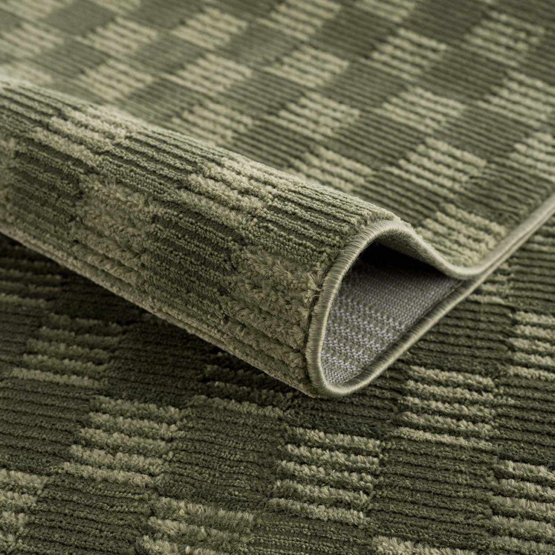 Truls Modern Checkered Pattern Green Washable Rug - The Rug Decor