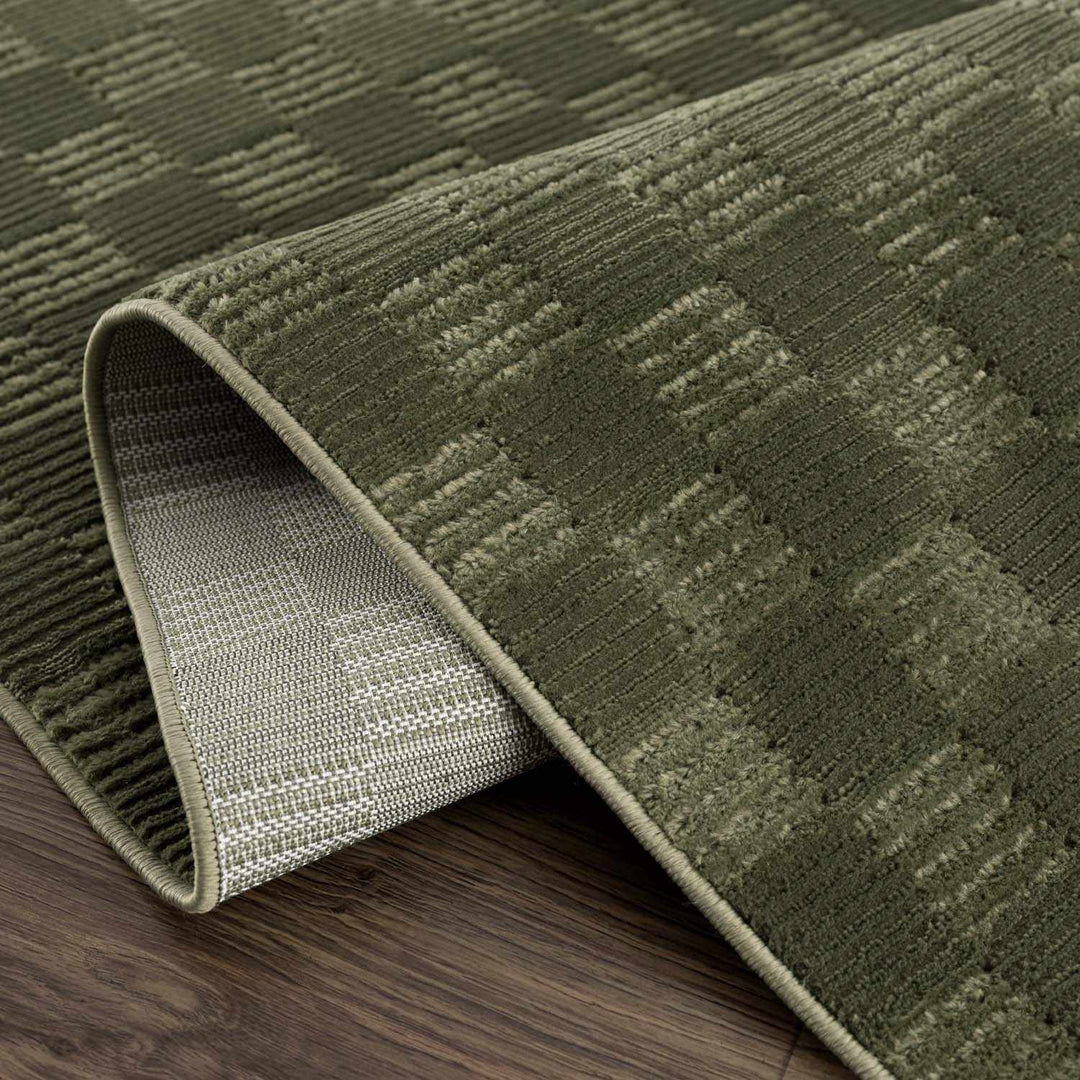 Truls Modern Checkered Pattern Green Washable Rug - The Rug Decor