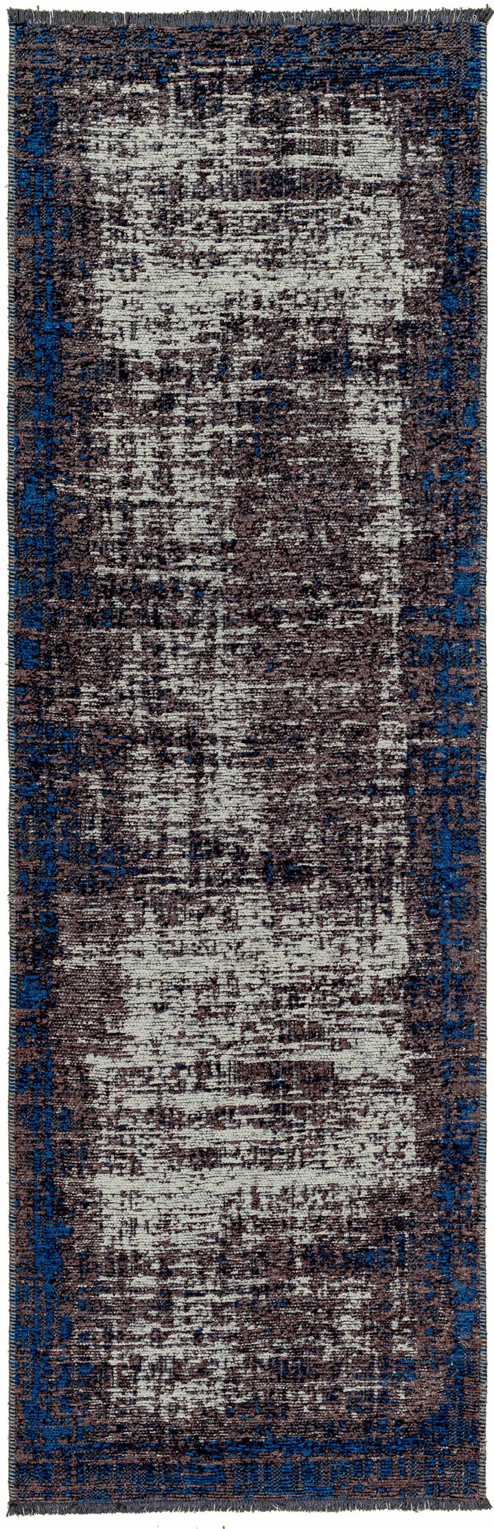 Binh Modern Abstract Design Charcoal And Blue Area Rug