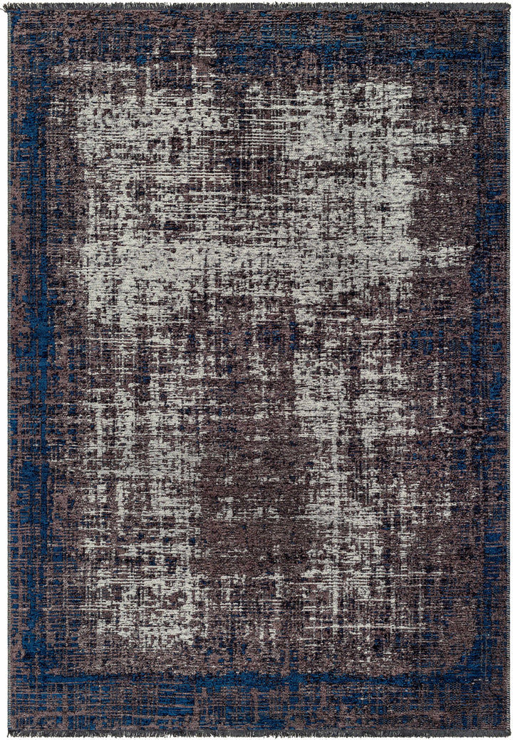 Binh Modern Abstract Design Charcoal And Blue Area Rug