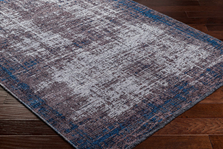 Binh Modern Abstract Design Charcoal And Blue Area Rug