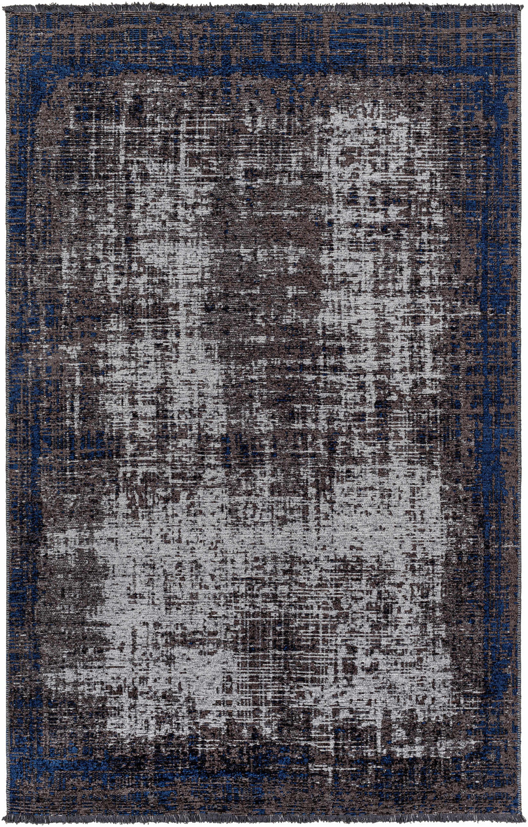 Binh Modern Abstract Design Charcoal And Blue Area Rug