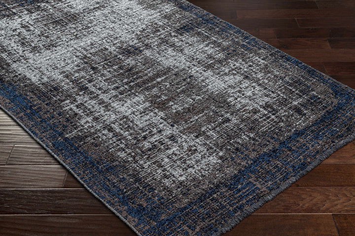 Binh Modern Abstract Design Charcoal And Blue Area Rug