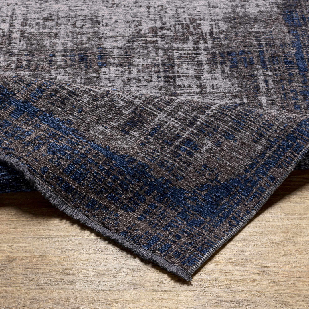 Binh Modern Abstract Design Charcoal And Blue Area Rug