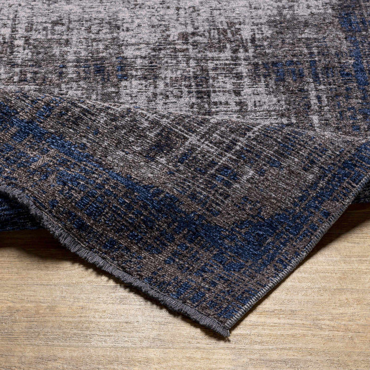 Binh Modern Abstract Design Charcoal And Blue Area Rug