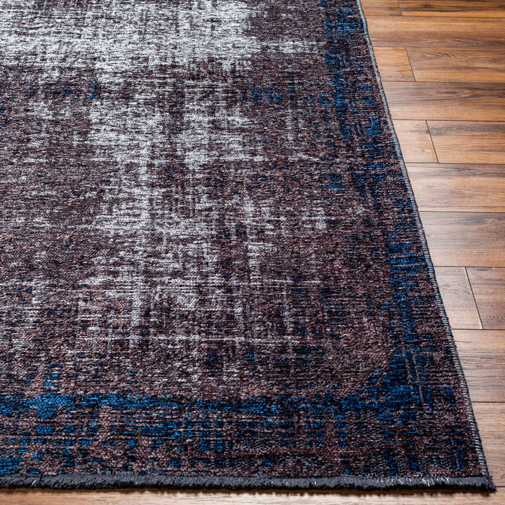 Binh Modern Abstract Design Charcoal And Blue Area Rug
