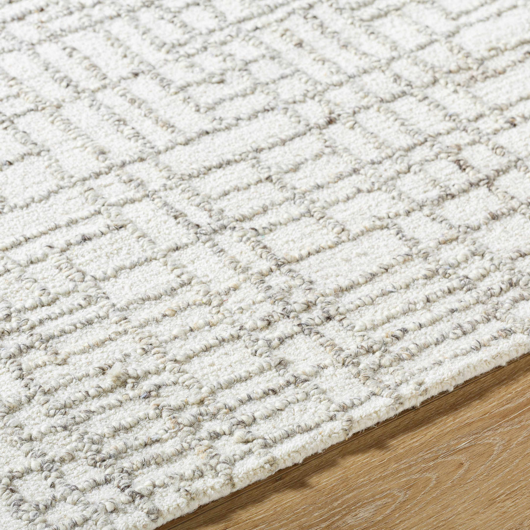Tibby Modern Abstract Design Ivory Hand Tufted Wool Area Rug