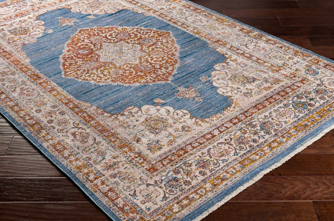 Tugos Traditional Style Blue And Ivory Area Rug - The Rug Decor