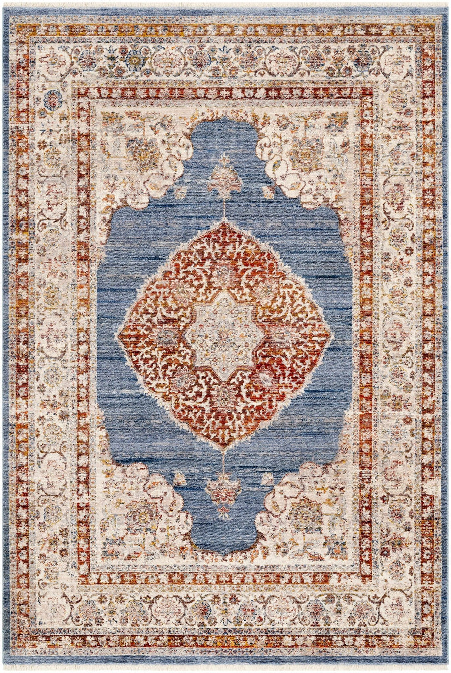 Tugos Traditional Style Blue And Ivory Area Rug - The Rug Decor