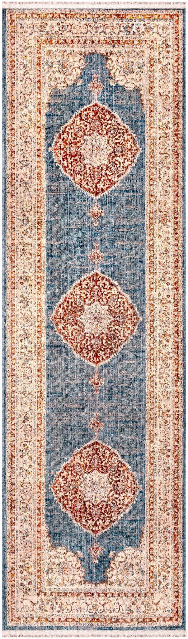 Tugos Traditional Style Blue And Ivory Area Rug - The Rug Decor